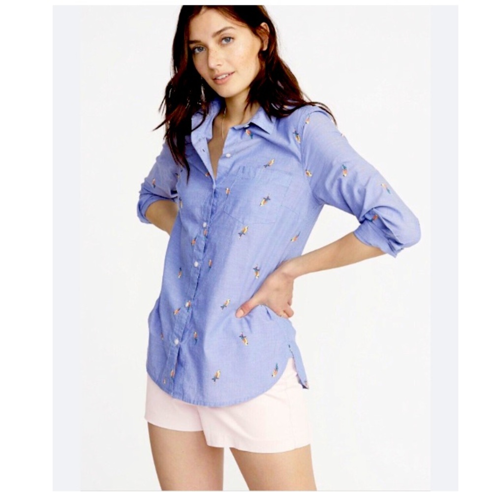 Old Navy parrot Womens Relaxed Classic Parrot Print Button down shirt, Size L - Picture 1 of 10